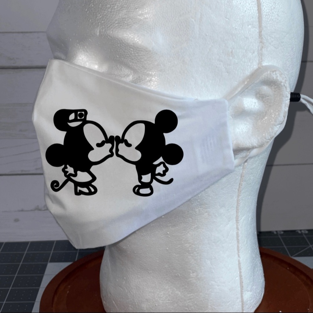Mickey and Minnie kissing face mask